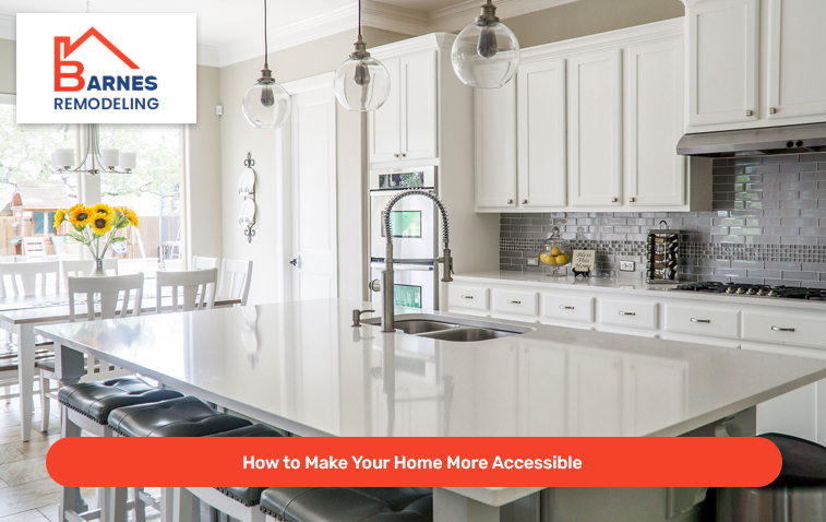 Kitchen designed for accessibility with lower countertops and open space